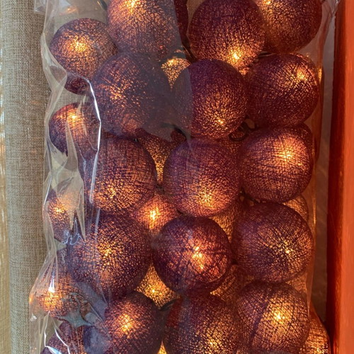 Garland with 35 cotton string balls and lights new