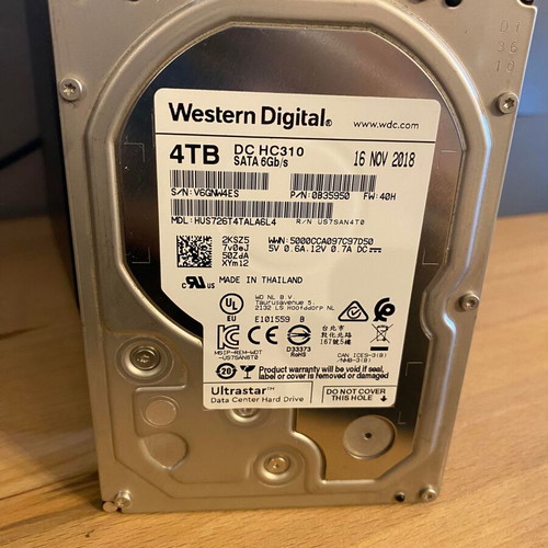 Western Digital Ultrastar DC HC310 hard drive like new, 4TB, NAS