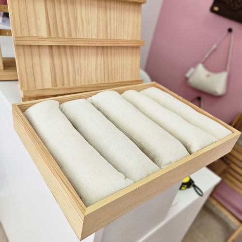 Wooden jewelry display stands, set
