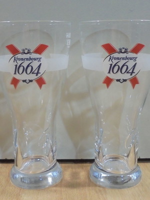 Kronenbourg 1664 μπίρα σετ δύο μεταχειριστικών διαφημιστικών ποτηριών 250ml