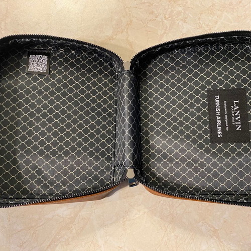 Lanvin square toiletry bag black and brown new with travel cosmetics