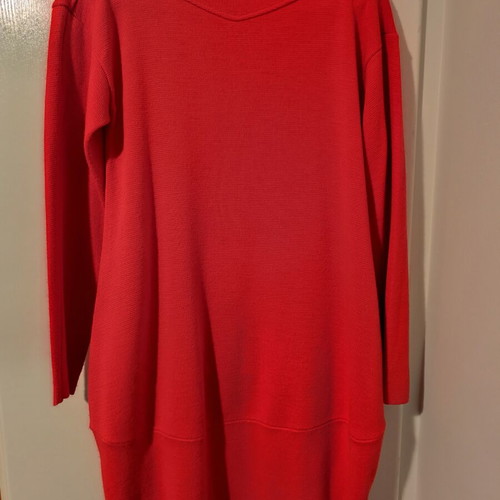 Sisley knitted dress like new with 30% wool, red orange, size M