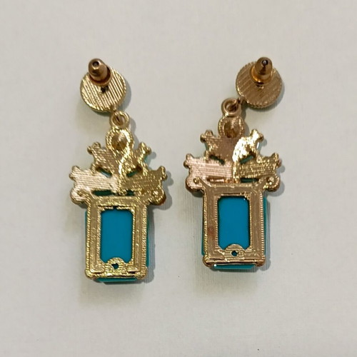 Antique stud earrings new, colorful steel design