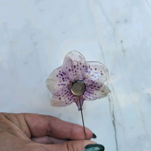 Handmade brooch pin with natural orchid flower new