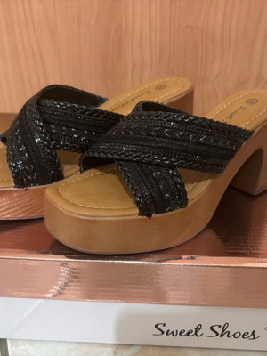 Mules high heels like new, black and brown, size 36