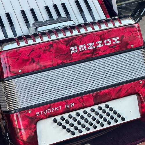 Hohner Student IVN Accordion used, red with case, vintage German