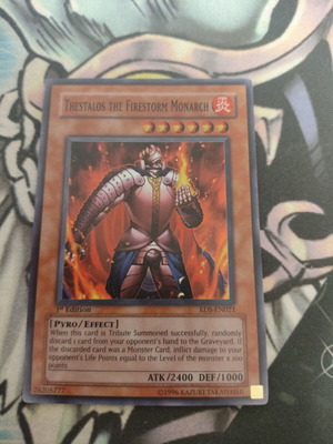 Thestalos the Firestorm Monarch Yu-Gi-Oh! card used, 1st Edition, Super Rare