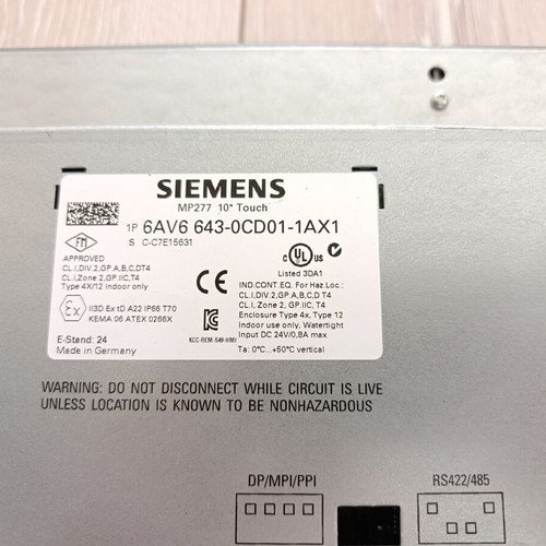 Siemens SIMATIC MP277 10" Touch Multi Panel like new