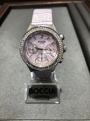 Boccia Damen Titanium Pink 3370‑03 watch like new with chronograph and pink dial
