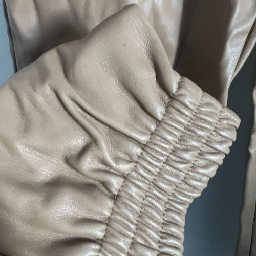 Leather pants tan new, size XS/S with elastic and drawstring