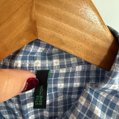 Sisley shirt like new, cotton, white and blue, size S