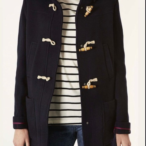 Topshop duffle coat dark blue like new with hood and wooden toggle buttons