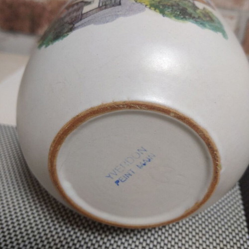 Vintage Yverdon ceramic vase handpainted, like new