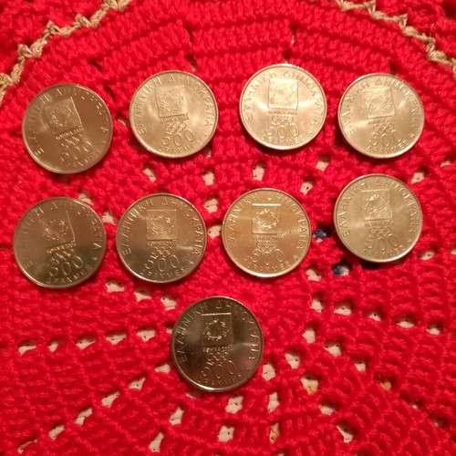 500 Drachma Coins like new, pack of 9, Greece