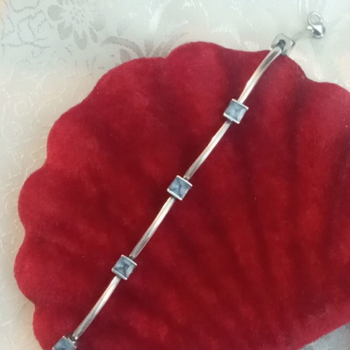 Silver 925 bracelet with blue zircon, used, wrist size 17.5cm