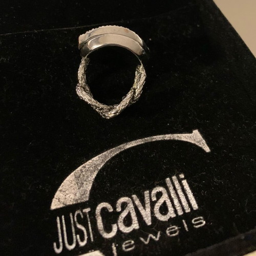 Just Cavalli silver ring with Swarovski stones like new size 16.5