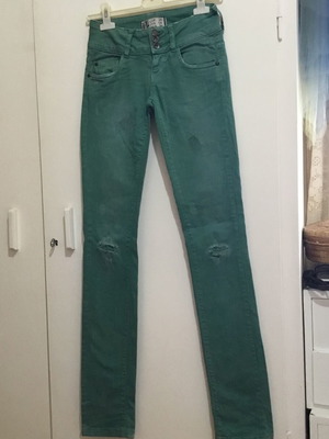 Green pants slim fit with rips, size small, like new