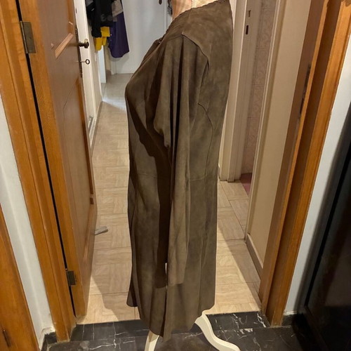Leather spring jacket long with side slits tan color STE GALERIE BIRKENMEYER like new