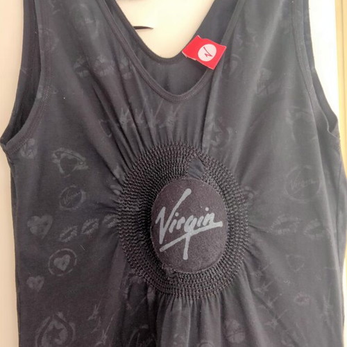 Vintage Virgin Black Sleeveless Top with Double Fabric, Size M, Like New