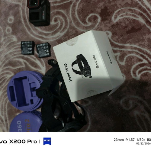 Insta 360 Ace Pro 2 new with 3d printed case, 2 batteries, head strap