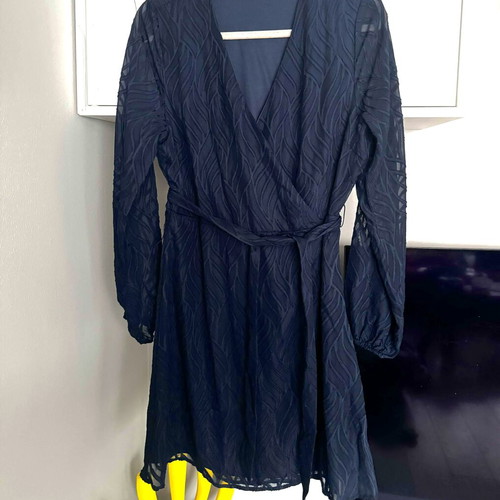 About You dress, dark blue, size M, wrap with belt
