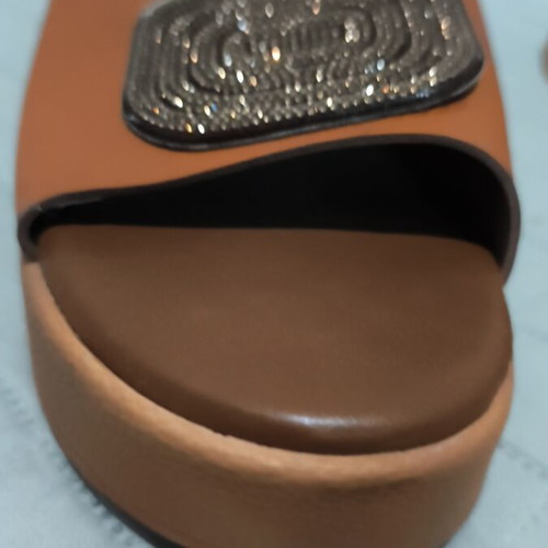 Summer platform sandals, tan color, size 38