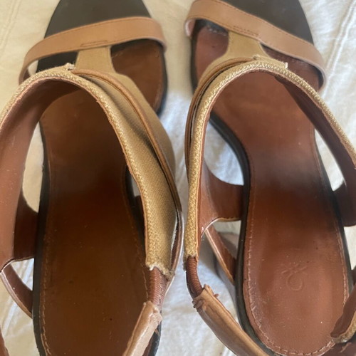 Benetton women's sandals used, size 36, canvas and thick heel