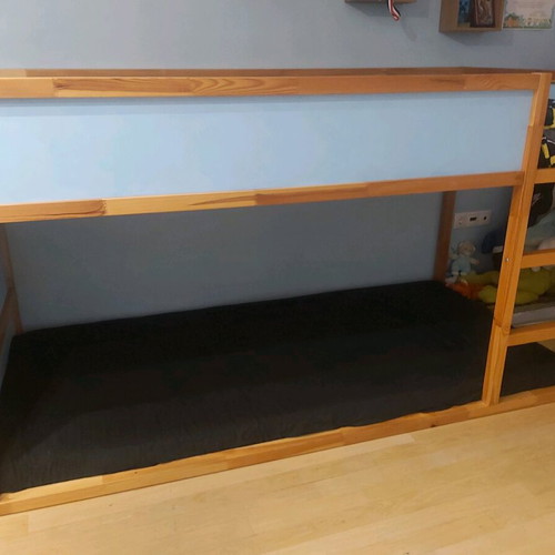 Low bed used that converts to high bunk with 2 mattresses