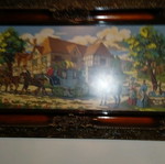 Embroidered painting used, very large with carved frame