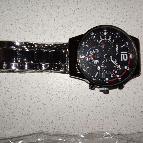 Geneva wristwatch men's black new sport model