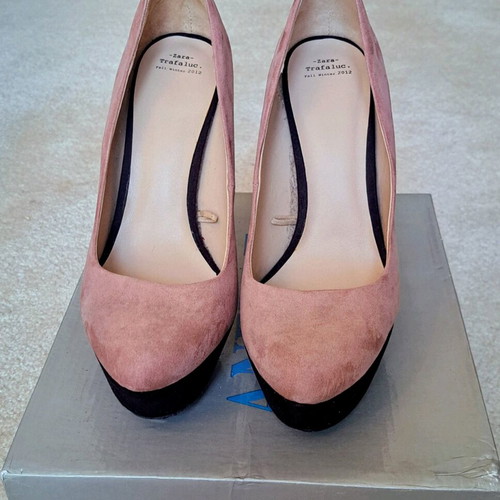 Zara platform pumps with suede texture, size 39, like new