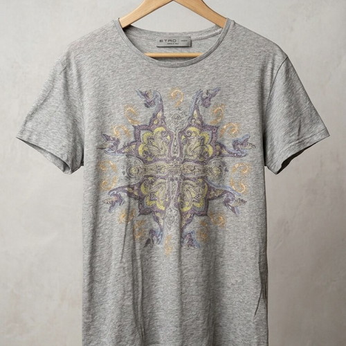 Etro men's t-shirt used, gray, size L, 100% cotton