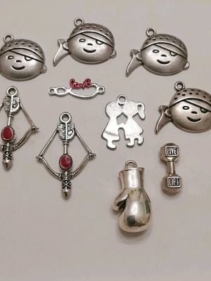 Charms for jewelry making, pack of 10, silver color, like new