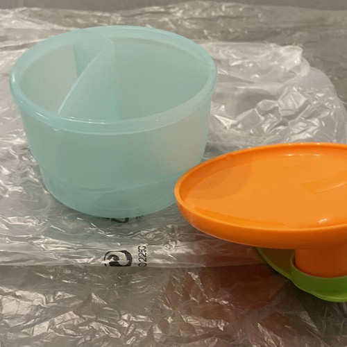 Tupperware baby food container with three compartments