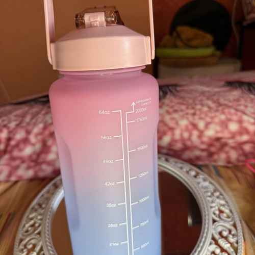 Water Bottle with Time Markers and Straw like new, large capacity