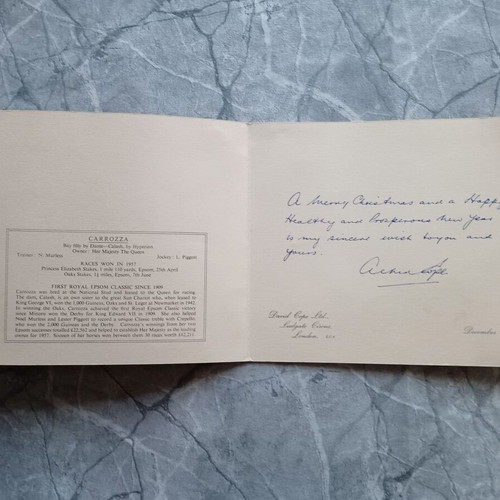 Carrozza card like new collectible with Lester Piggott