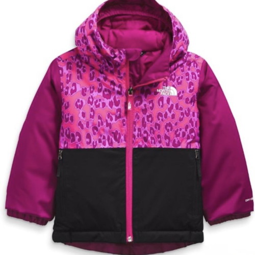 The North Face kids ski jacket, black and pink