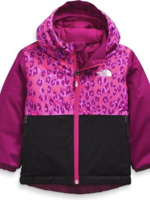 The North Face kids ski jacket, black and pink