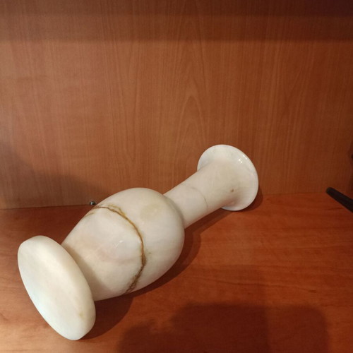 Onyx Vase used, handmade decorative piece with natural cream and light brown hues