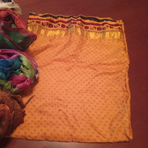 Silk Indian sari pieces used, pack of 14, vintage