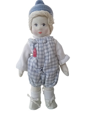 Vintage handmade cloth doll with painted face, like new collectible
