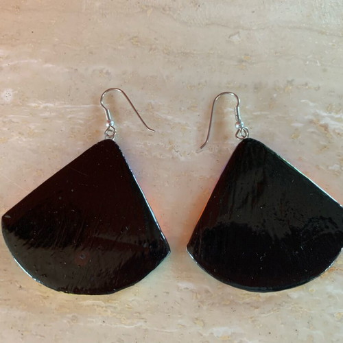 Wooden earrings hand-painted boho style, vintage 90s, new