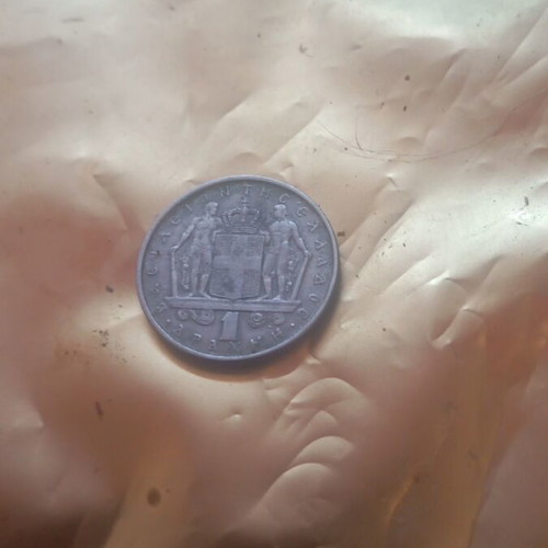 Kingdom of Greece 1 Drachma 1967 used, Konstantinos II