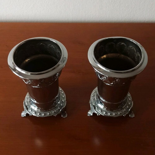 Art Nouveau vase set Argentor Werke Vienna used, vintage 1960