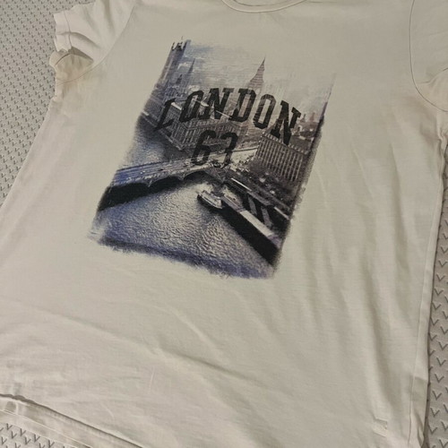 Benetton Tee XXL used, 100% cotton, off-white with vintage print