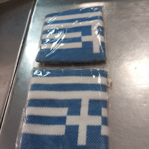 Sports Wristbands Greek Flag New, Pack of 2
