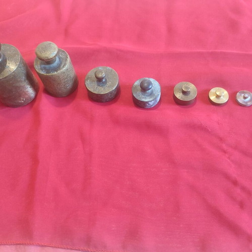 Scale weights used, complete set from 1 kilo to 5 grams