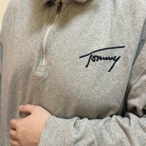Tommy Jeans ανδρική γκρι vintage μπλούζα quarter zip σαν καινούργια, μέγεθος XL