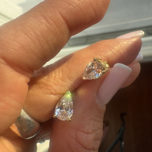 Zina drop-shaped earrings like new, silver gold-plated with zircon stones