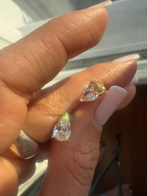 Zina drop-shaped earrings like new, silver gold-plated with zircon stones